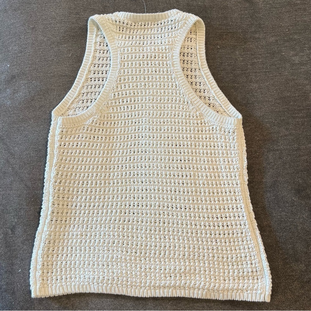 NWT Madewell Cream Crocheted Lightweight Cotton Sweater Tank Medium - Picture 5 of 12